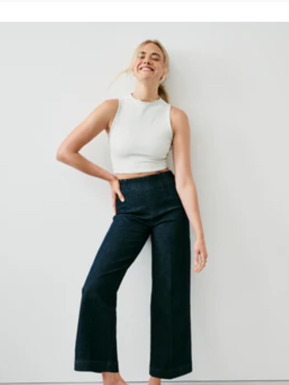 NEW NWT zero waistband crop wide leg 1X raw indigo wash jeans in TALL